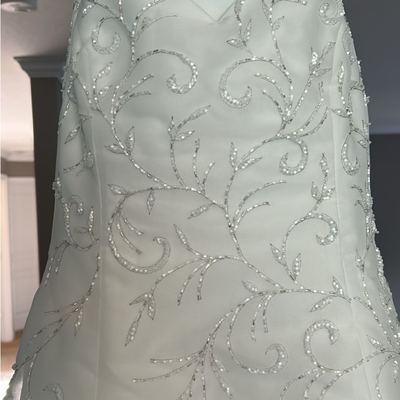 Demetrios Elegant White Embroidered Gown - Picture 2 of 7